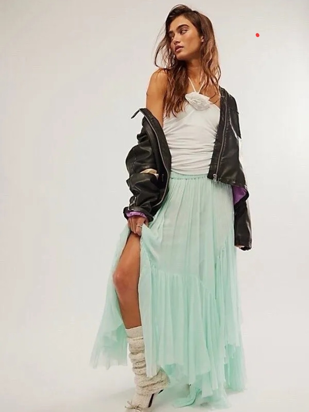FP One Clover Skirt Asymmetrical Tiered Bottom XS NWOT